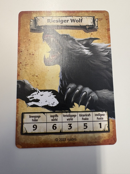 Heroquest Monsterkarte Riesiger Wolf
