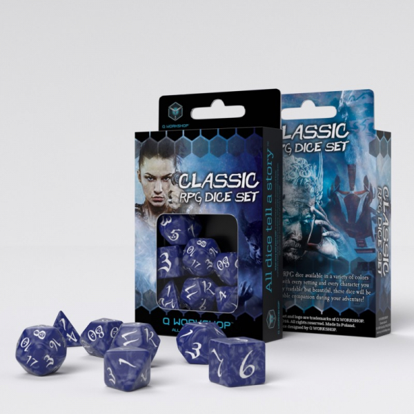 Classic RPG Würfel Set Cobalt und Weiß