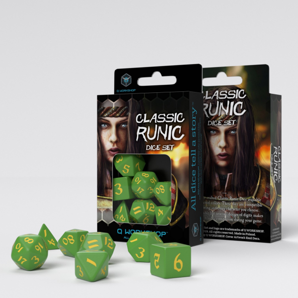 Classic Runic Grün und Gelb Würfel Set