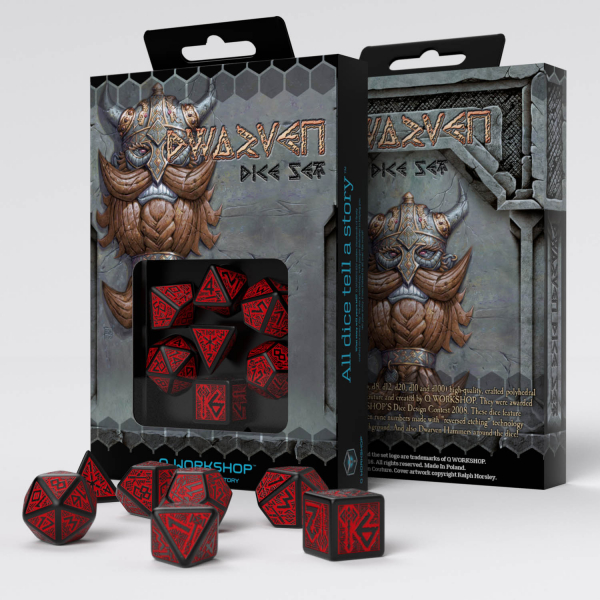 Dwarven Würfel Set Schwarz und Rot