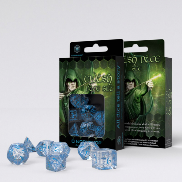 Elvish Transparent und Blau Würfel Set