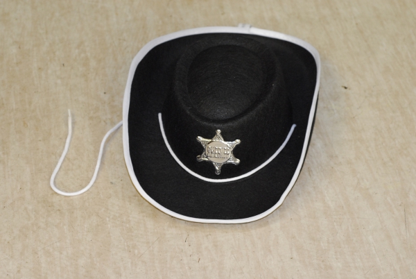 Cowboyhut schwarz Kinder mit Sheriffstern