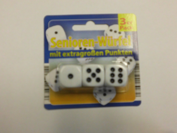 Senioren Würfel mit extra großen Punkten 3er Pack